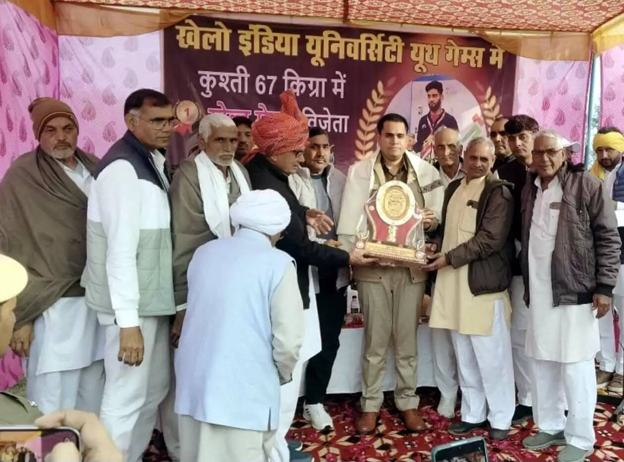 हिसार : मिर्चपुर के कुश्ती पहलवान का ग्रामीणों ने किया जोरदार स्वागत