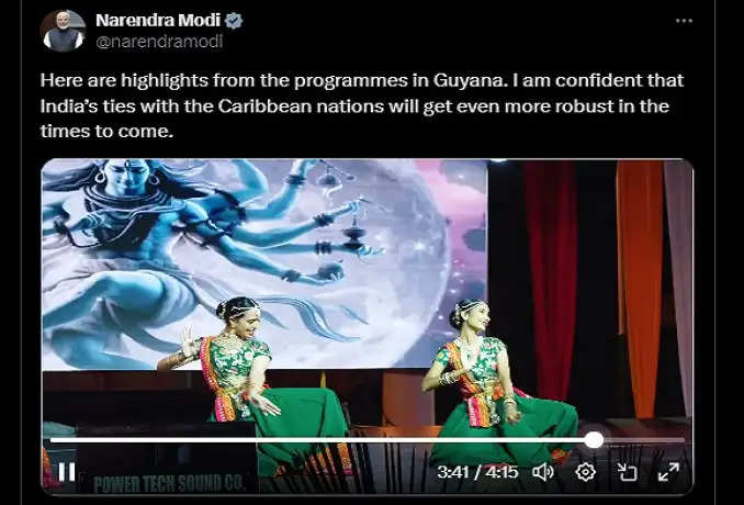 Video clip adorned with Prime Minister Modi's voice from Georgetown, the garden city of the Caribbean...'Guyana Travel Milestone'