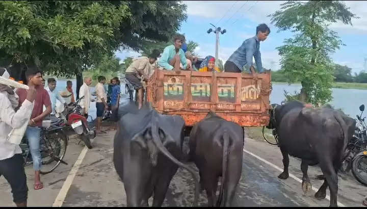 ईसन नदी में आए उफान से सिकंदराराऊ इलाका गांवों में घुसा पानी, पलायन को ग्रामीण मजबूर