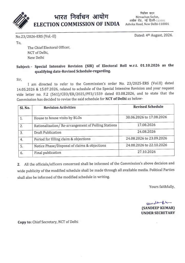 दिल्ली में एसआईआर प्रकिया की तिथियों में बदलाव, बीएलओ 17 अगस्त तक घर-घर जाकर करेंगे फार्म वितरण