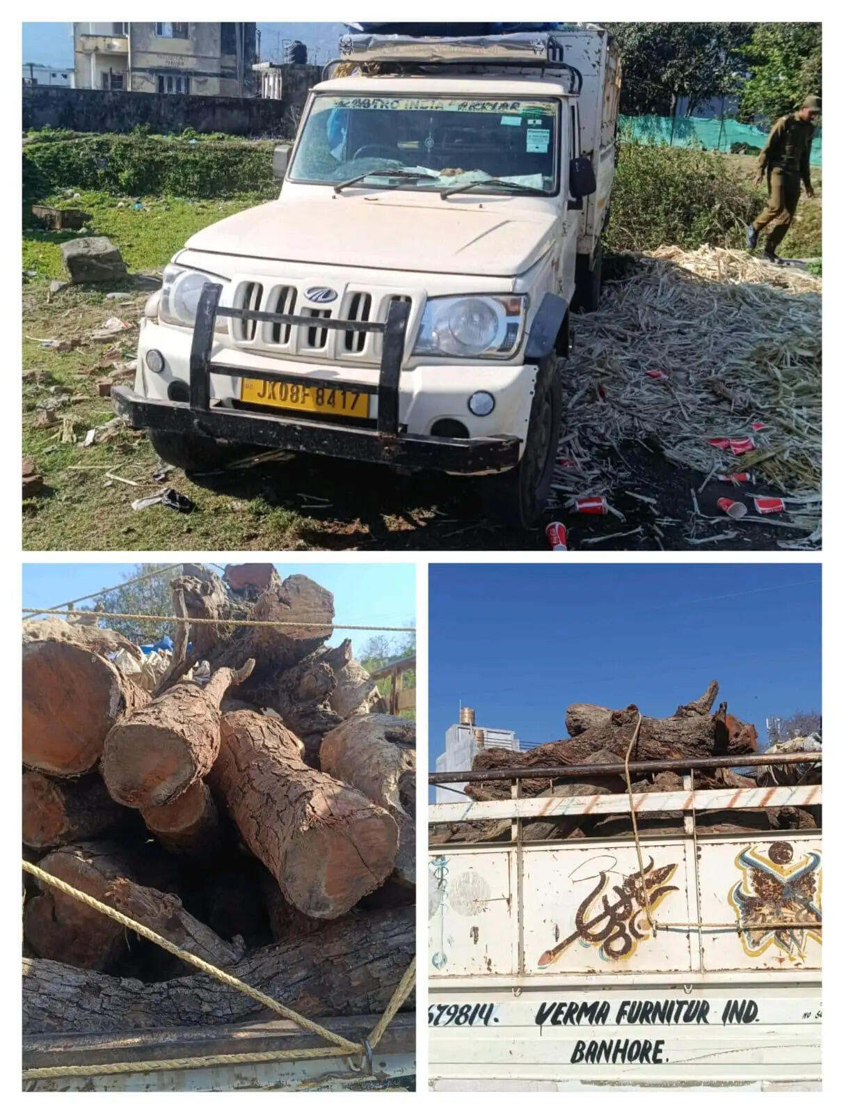 खैर की लकड़ी से लदा महिंद्रा पिक-अप जब्त