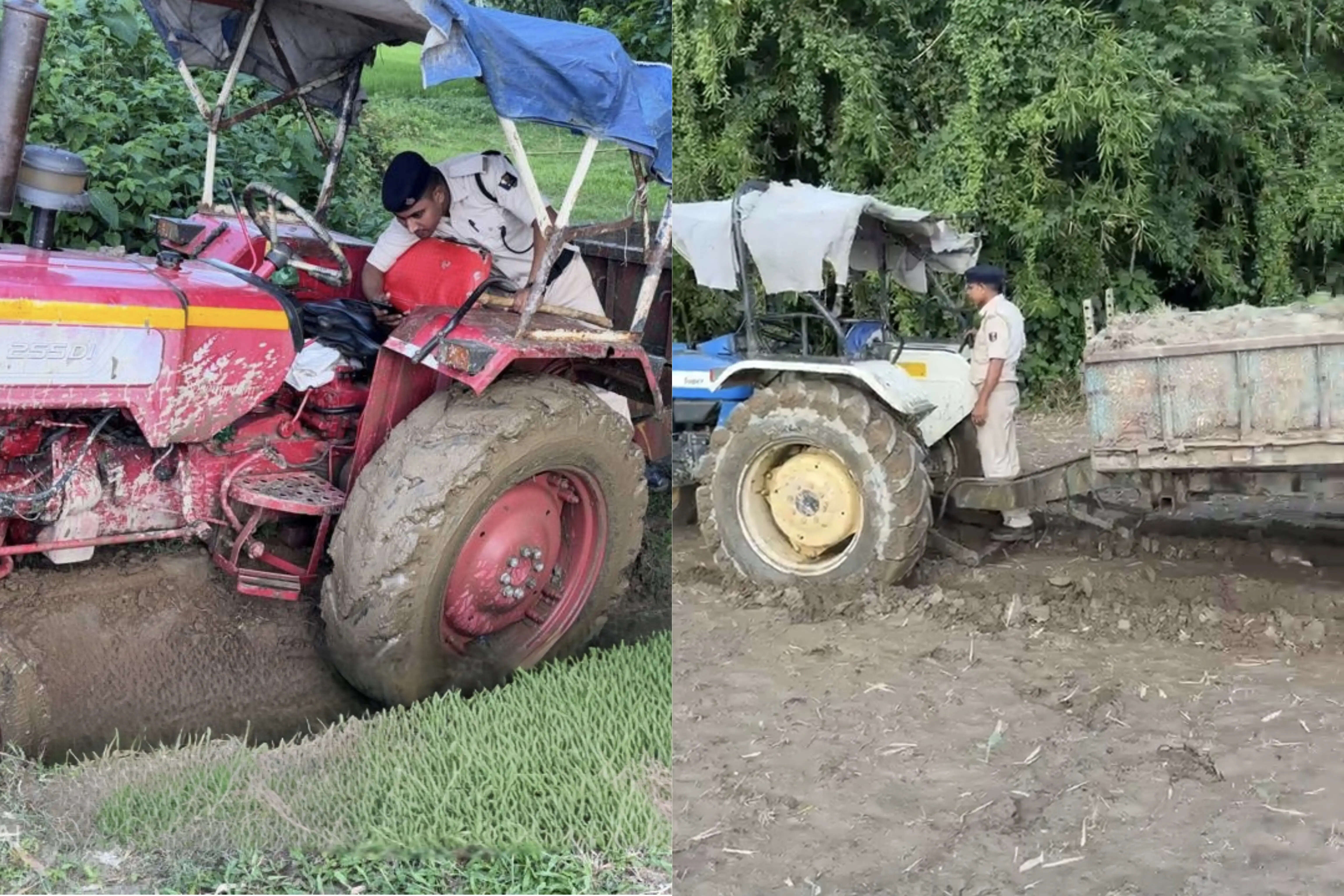 अवैध खनन के खिलाफ कार्रवाई, चेघरियां बांध के पास दो ट्रैक्टर जब्त, दो गिरफ्तार