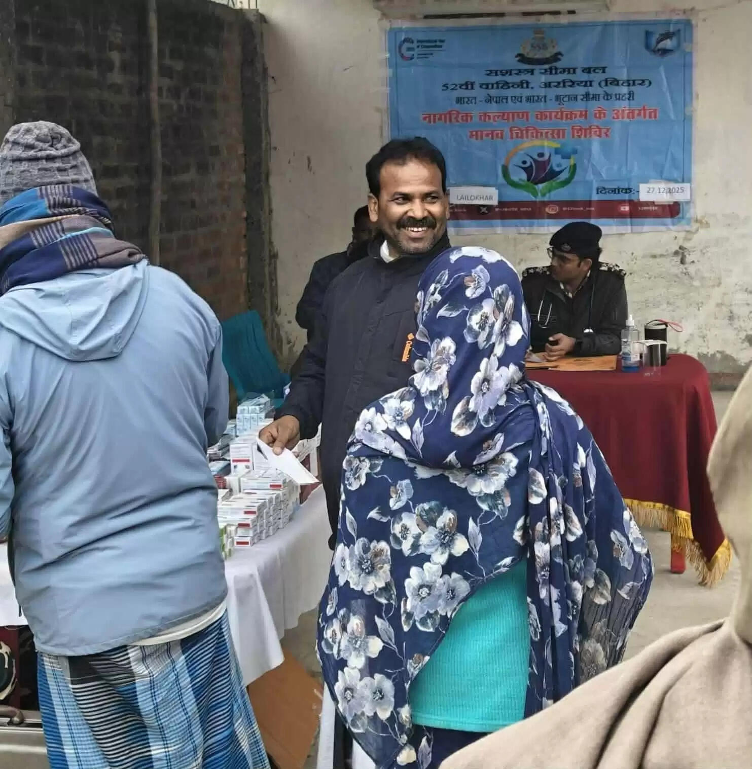 लैलोखर में एसएसबी ने लगाया निःशुल्क चिकित्सा शिविर,दी गई मुफ्त दवाइयां