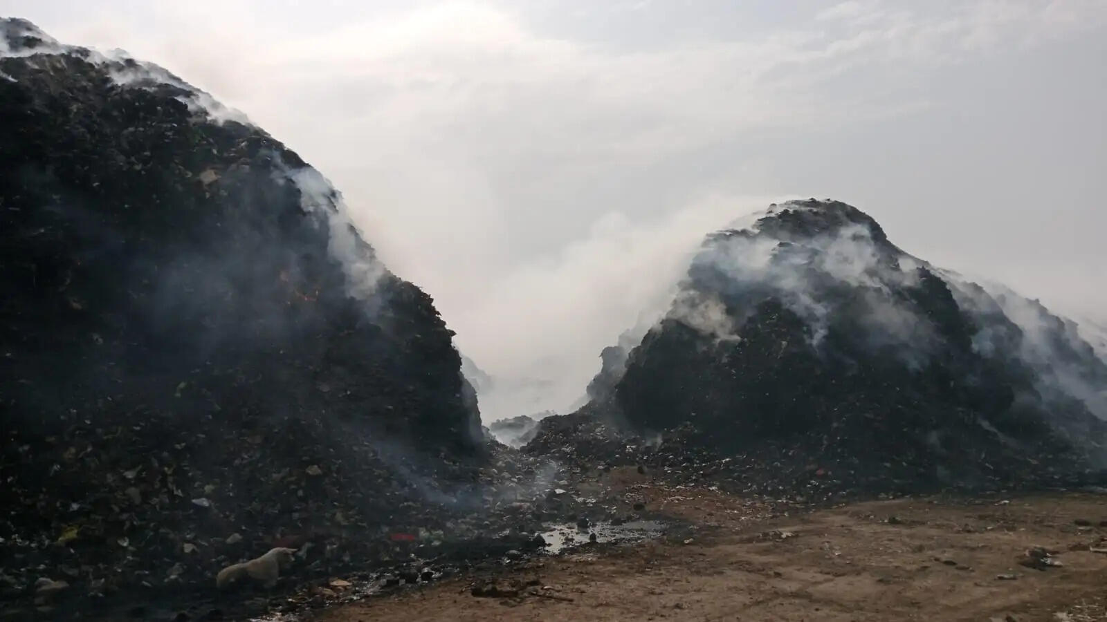 ट्रेचिंग ग्राउंड की आग 24 घंटे बाद भी बेकाबू, दो लाख लीटर पानी झोंका