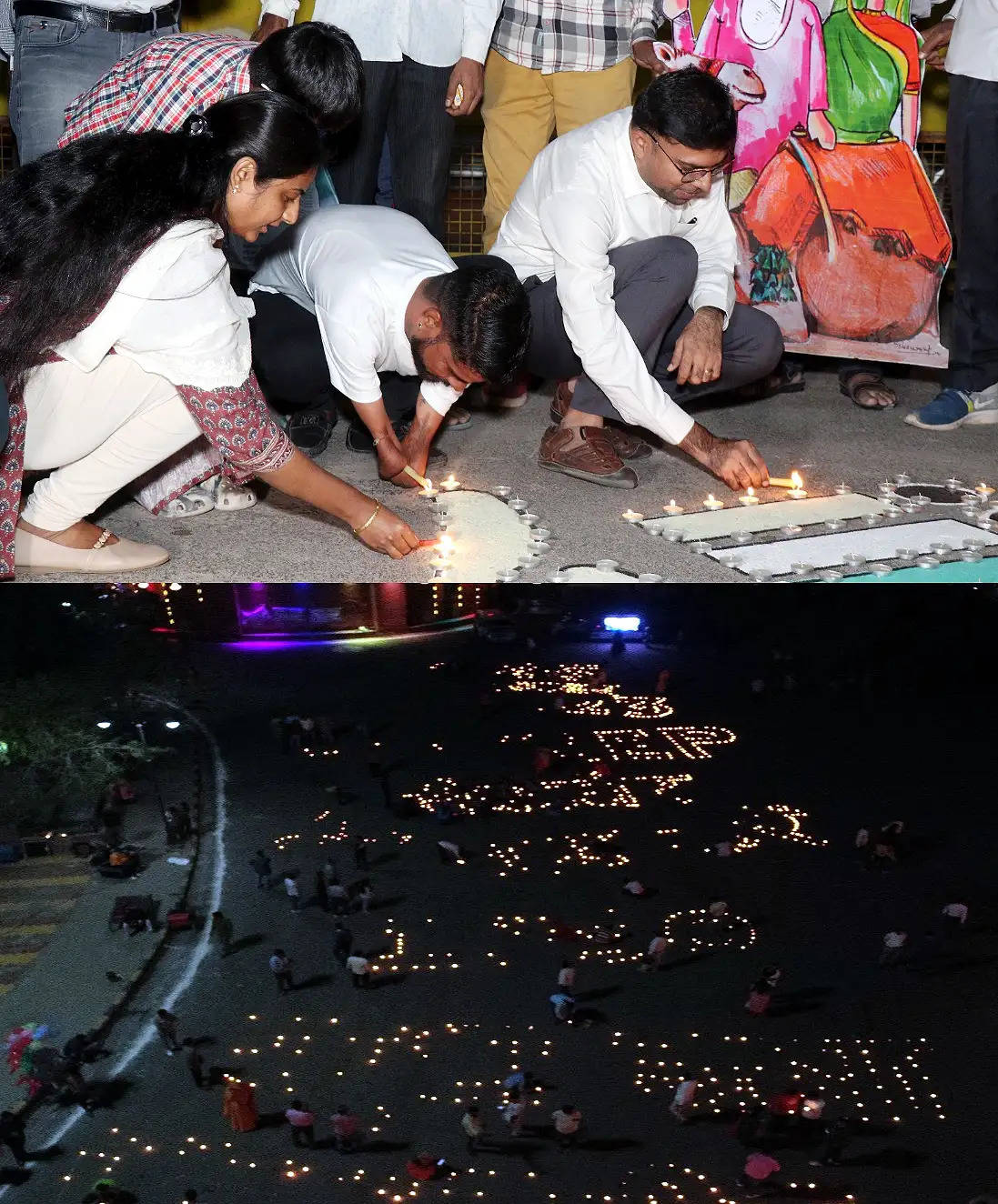 हजारों दीपक प्रज्वलित कर दिया मतदान का संदेश : इक्कीस विभागों के सहयोग से आठ हजार दीपक किए रोशन