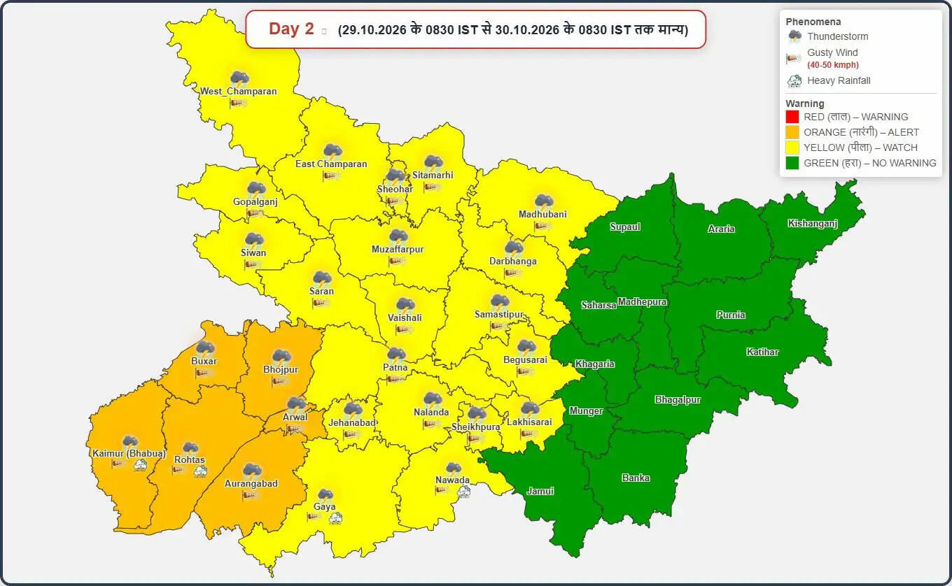 बिहार में चक्रवाती तूफान अर्नब का असर, 26 जिलों में बारिश का अलर्ट