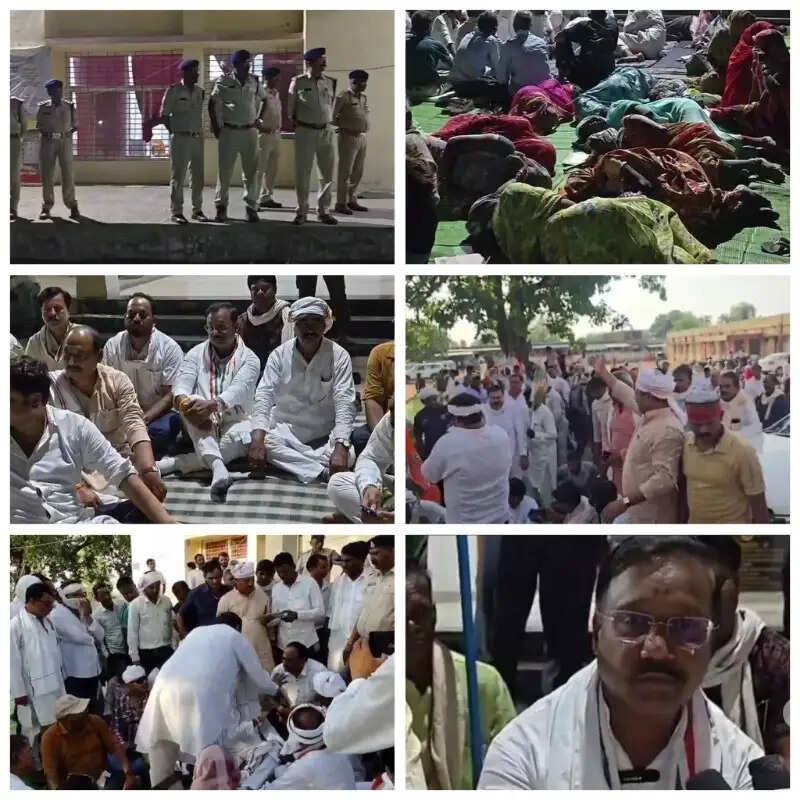 किसानों की समस्याओं को लेकर कांग्रेस का प्रदर्शन, एसडीएम कार्यालय के बाहर देर रात तक धरने पर बैठे कार्यकर्ता