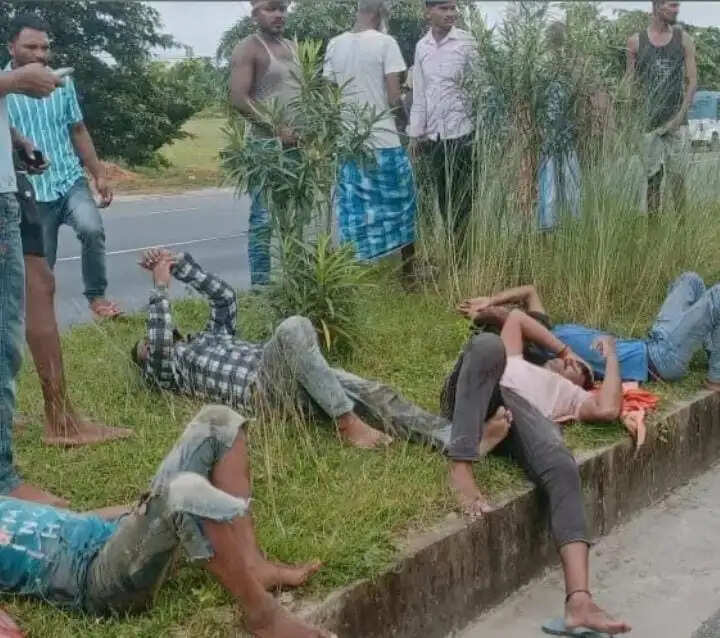 एनएच-327ई पर पिकअप पलटा, 13 मजदूर घायल, दो की हालत गंभीर