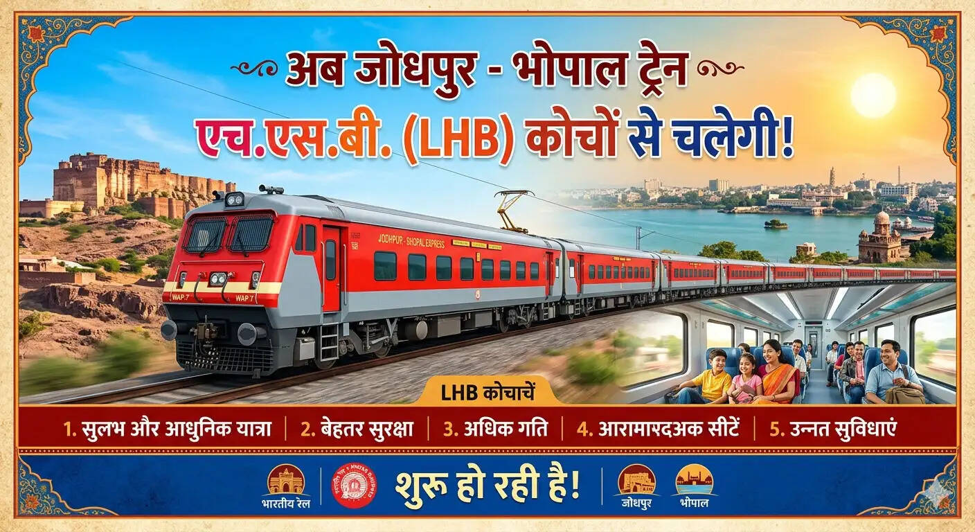 अशोकनगरः एलएचबी कोच से होगी सुसज्जित जोधपुर-भेपाल ट्रेन