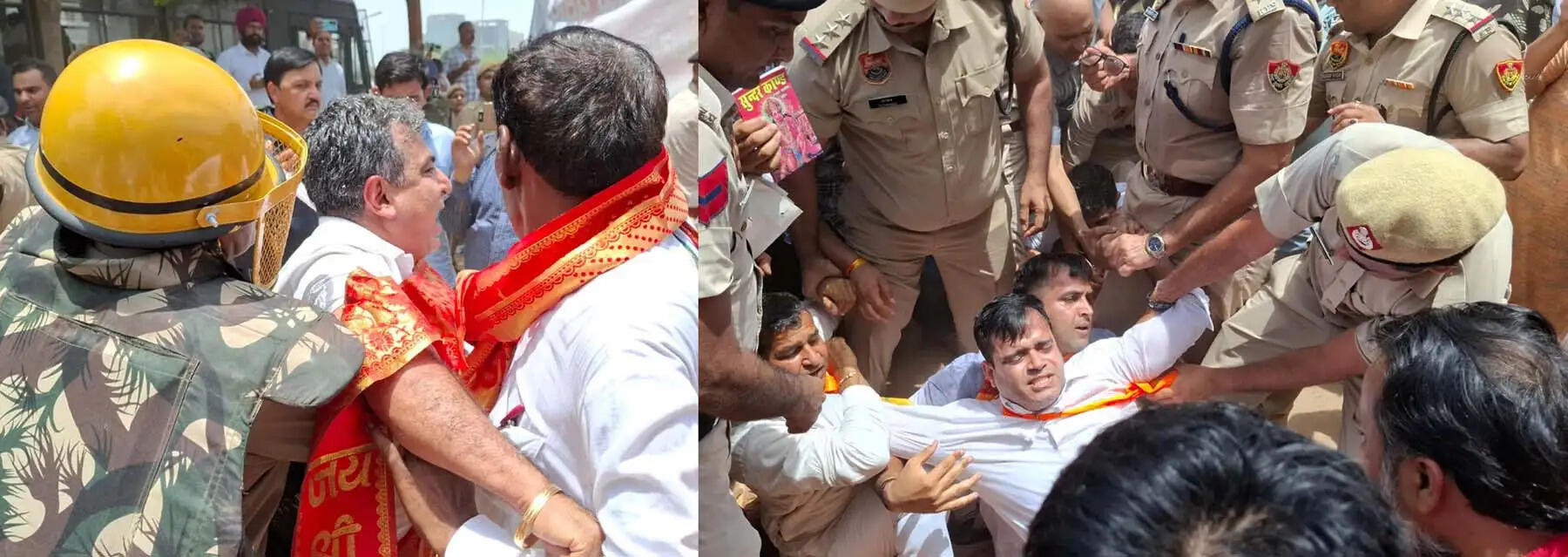 गुरुग्राम: चढ़ावा विवाद में कांग्रेस ने भाजपा कार्यालय के बाहर किया हनुमान चालीसा पाठ, पुलिस ने हिरासत में लिया