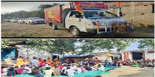 राजगढ़ः श्रीराम जन्मभूमि मंदिर प्राण प्रतिष्ठा के लिए निकली संत यात्रा,पहुंचे गांव-गांव