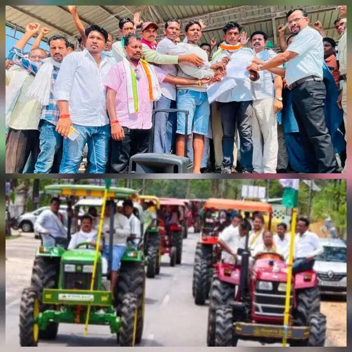 कांग्रेस के बीजापुर विधायक ने किसानों के साथ ट्रैक्टर रैली निकालकर सौंपा ज्ञापन
