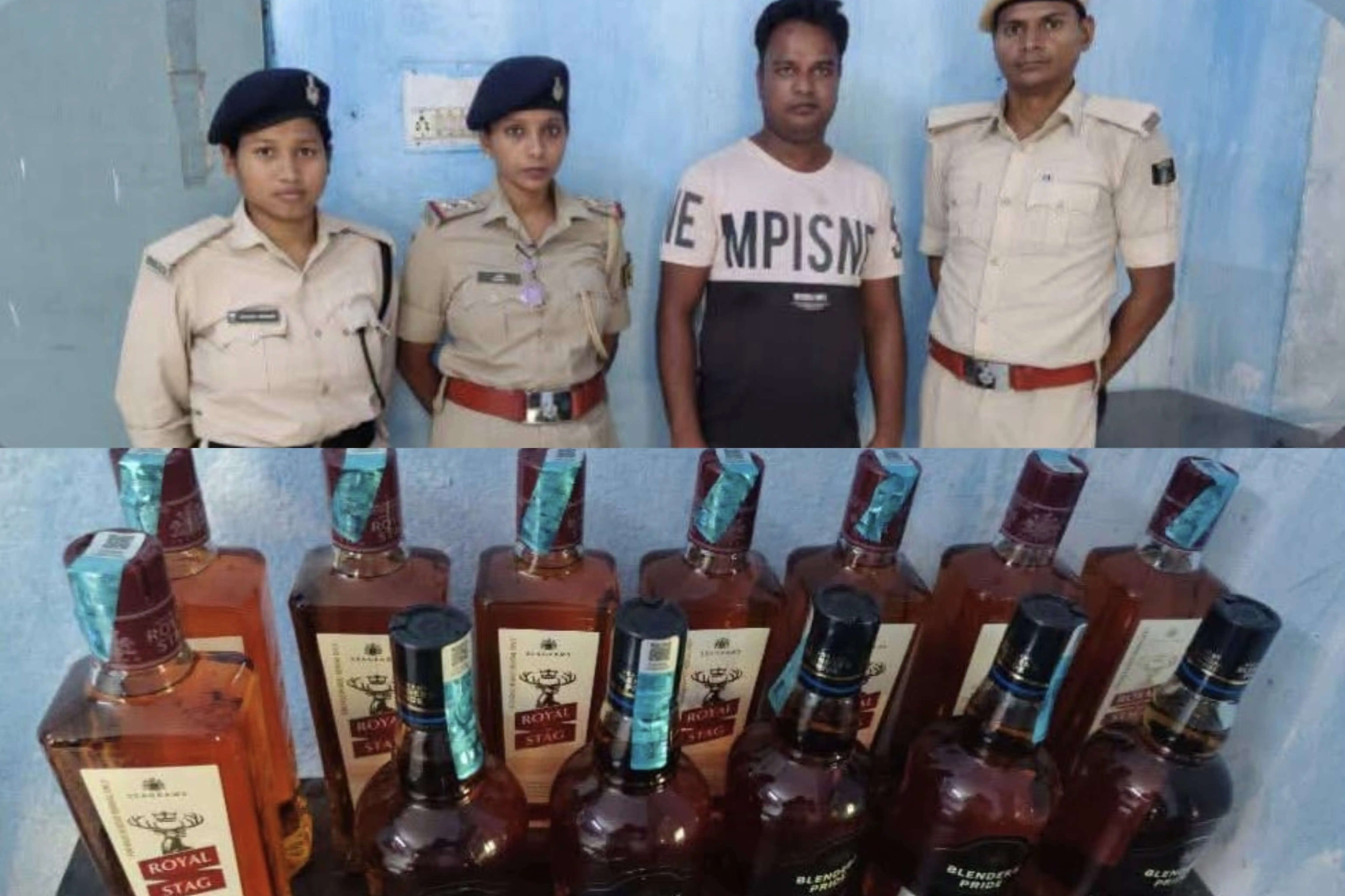 13 बोतल विदेशी शराब के साथ तस्कर गिरफ्तार, बाइक जब्त