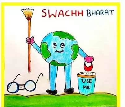 Swachh Bharat Abhiyan Drawing Scene for Children easy - YouTube
