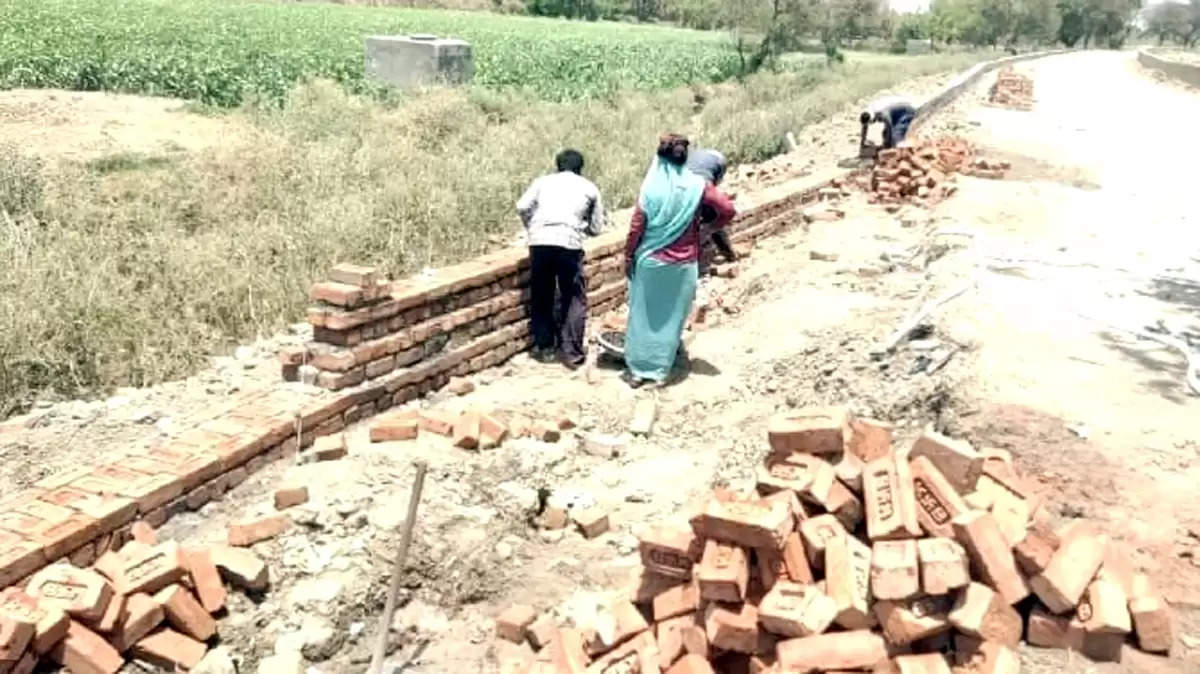 जींद:साढ़े छह करोड़ से पक्की हो रही नहर पटरियों में घटिया सामग्री का इस्तेमाल