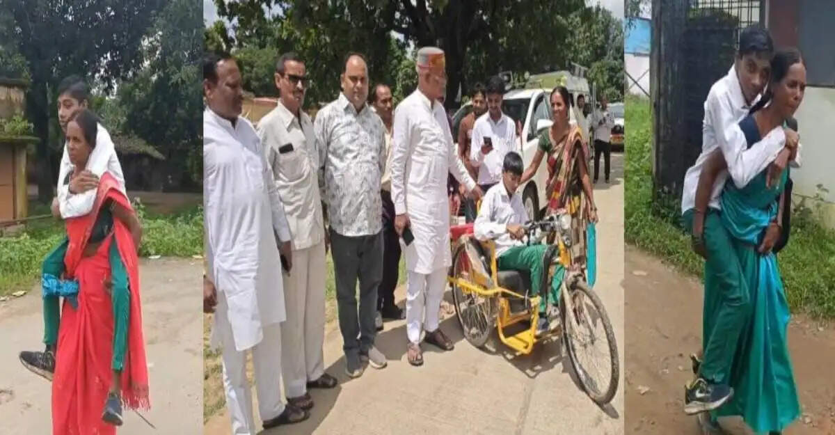 शहडोल:&nbsp; हिन्दुस्थान समाचार की खबर का असर, मां के ममता की जीत, दिव्यांग छात्र को मिला ई-रिक्शा
