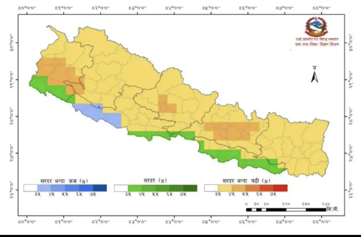 नेपाल में एक हफ्ते से अधिक समय तक बारिश की संभावना, किसानों और यात्रियों को सतर्क रहने की सलाह