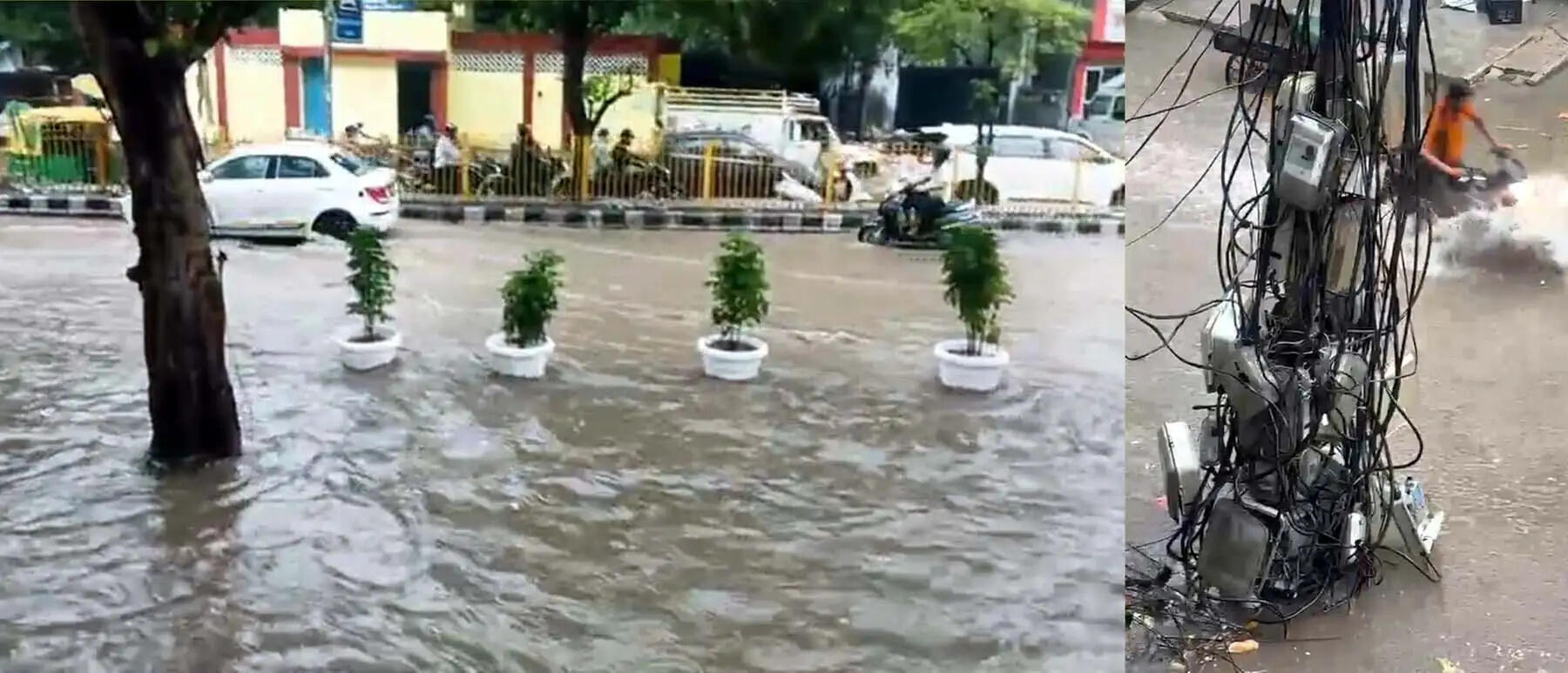 गुरुग्राम में हुई मूसलाधार बरसात से कई इलाके जलमग्न