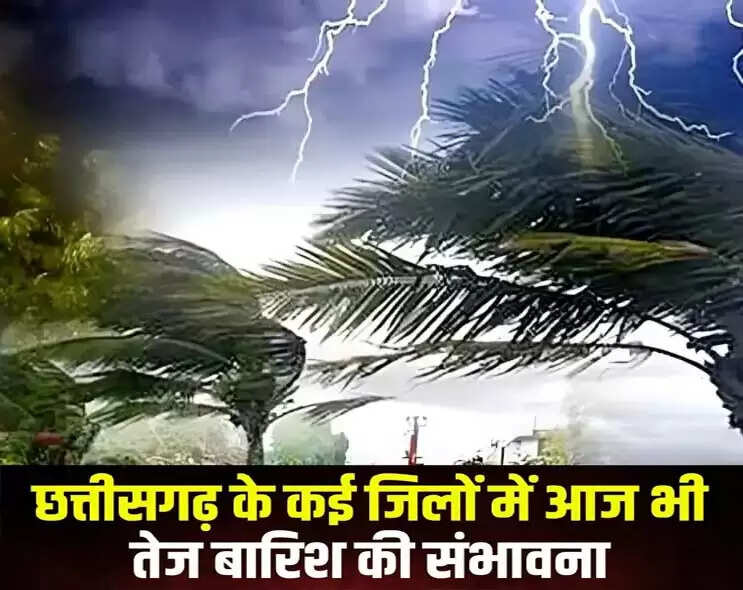 छत्तीसगढ़&nbsp;के&nbsp;कई&nbsp;&nbsp;जिलाें&nbsp;में&nbsp;आज&nbsp;आंधी-तूफान&nbsp;और&nbsp;बारिश&nbsp;की&nbsp;संभावना