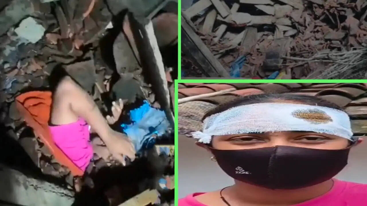 सागर में जर्जर मकान का छप्पर गिरा, मलबे में दबी युवती को पिता ने सुरक्षित निकाला