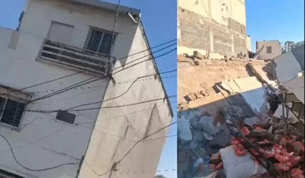 खंडवा में टला बड़ा हादसा, थोक मेडिकल स्टोर वाली दो मंजिला इमारत ढही, कोई हताहत नहीं