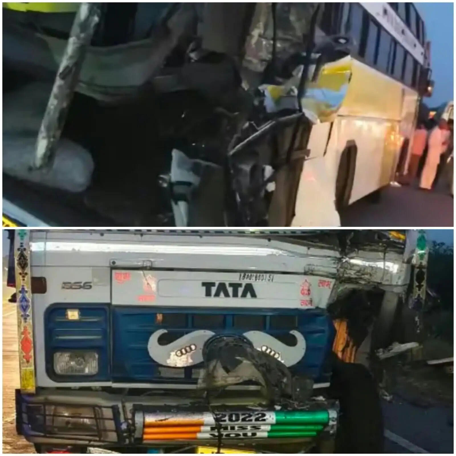 राजगढ़ः हाईवे पर खड़ी यात्री बस में ट्रक ने मारी टक्कर, आठ यात्री घायल