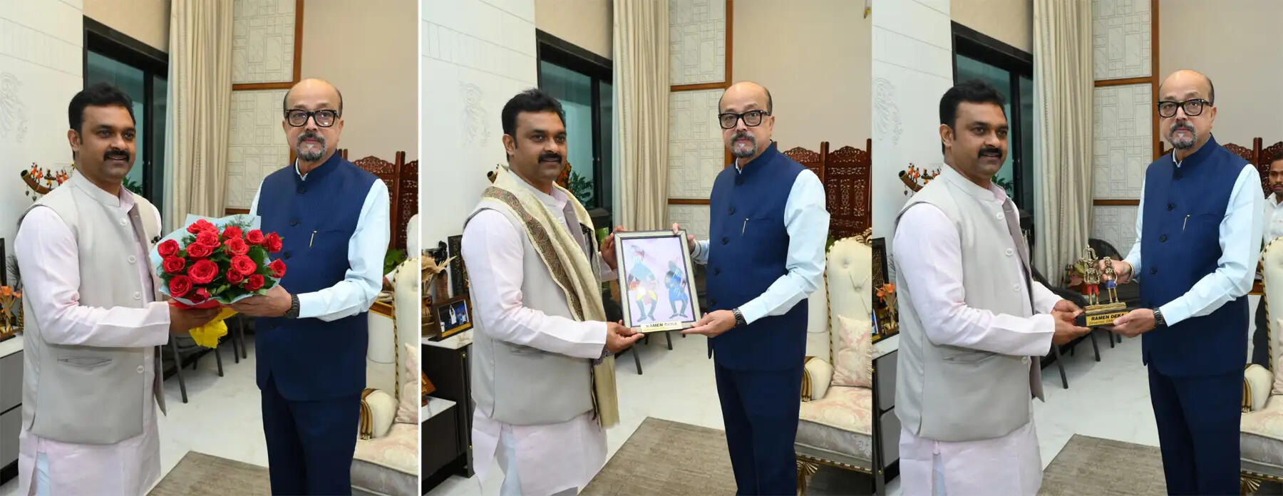 छग&nbsp;के&nbsp;राज्यपाल डेका से केन्द्रीय ग्रामीण विकास राज्य मंत्री पासवान ने किया सौजन्य भेंट