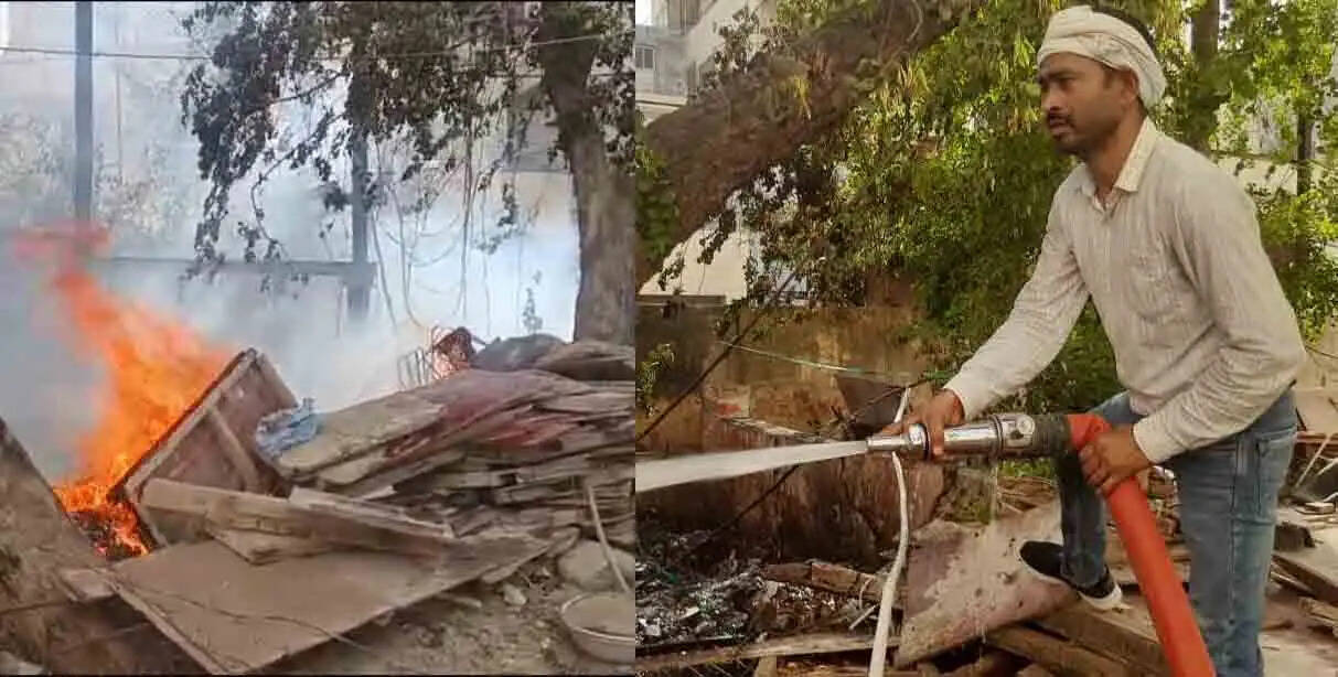 मुरैना: जिला अस्पताल परिसर में भीषण आग, सिक्योरिटी इंचार्ज झुलसे