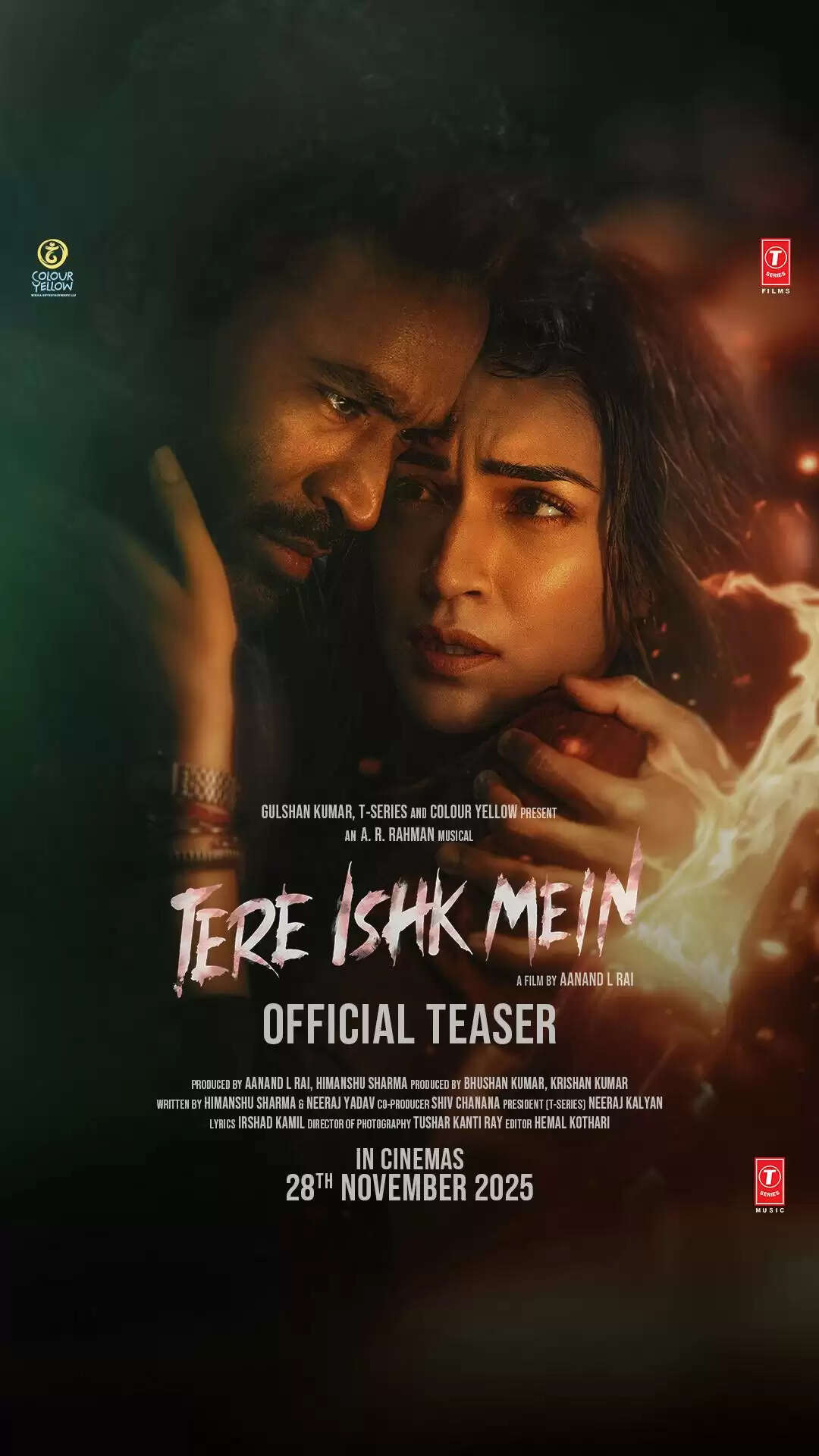 धनुष और कृति सैनन की 'तेरे इश्क में' का धमाकेदार टीजर रिलीज