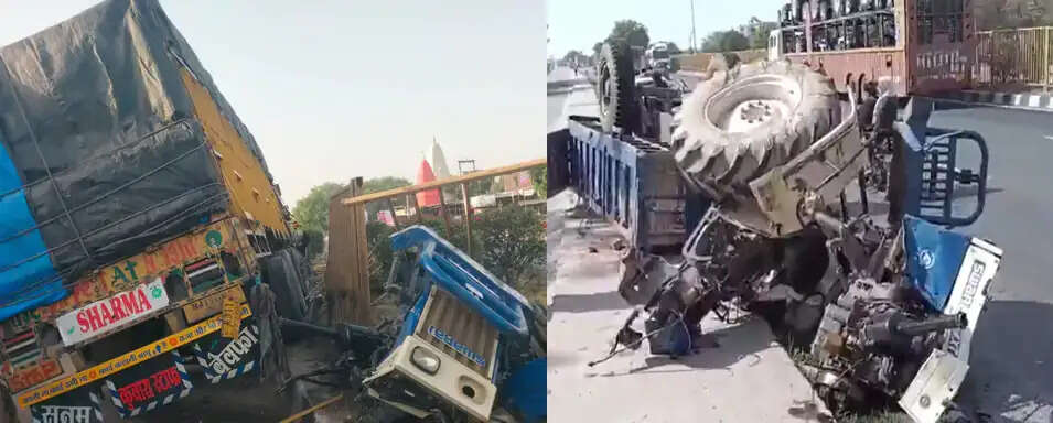 तेज रफ्तार ट्रक ने ट्रैक्टर-ट्रॉली को मारी टक्कर, चालक की मौके पर ही मौत