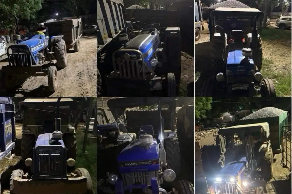 नूंह पुलिस ने अवैध खनन में लगी छह ट्रैक्टर-ट्रॉलियां की जब्त
