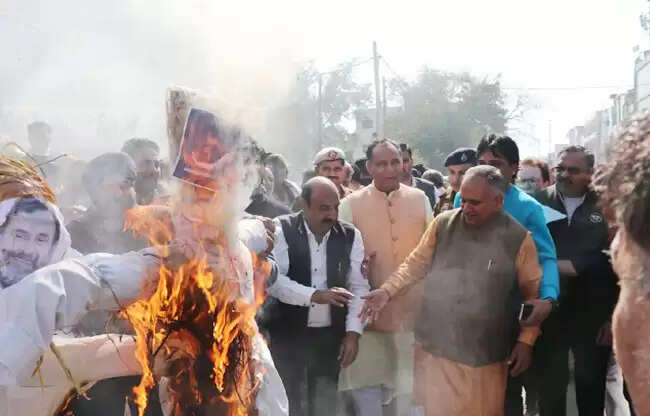 सोनीपत: केंद्रीय मंत्री के अपमान पर भाजपा ने राहुल गांधी का पुतला फूंका
