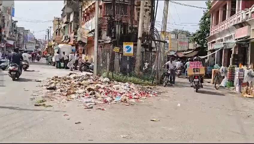 सफाईकर्मियों की हड़ताल का असर -अलवर शहर की सड़के कचरे में हुई तब्दील, कूड़े के ढेरो से उठ रही हैं बदबू