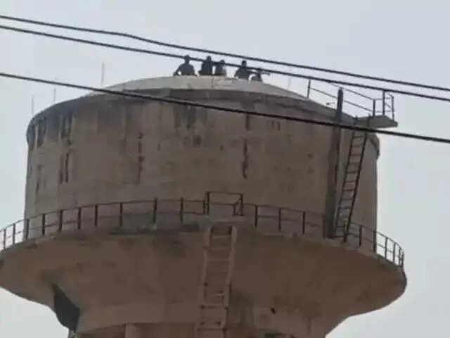 पानी की टंकी पर चढक़र प्रदर्शन कर रहे ग्रामीणों पर मधुमक्खियों का हमला