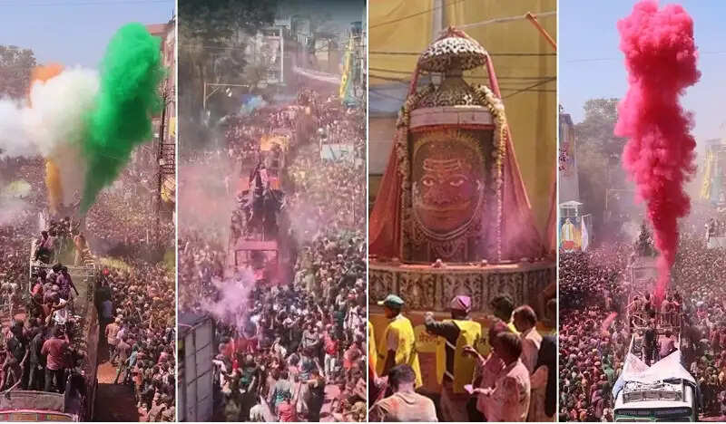 मप्र के इंदौर में रंगपंचमी पर निकली पारंपरिक गेर, टैंकों-मिसाइलों से हो रही रंगों की बौछार