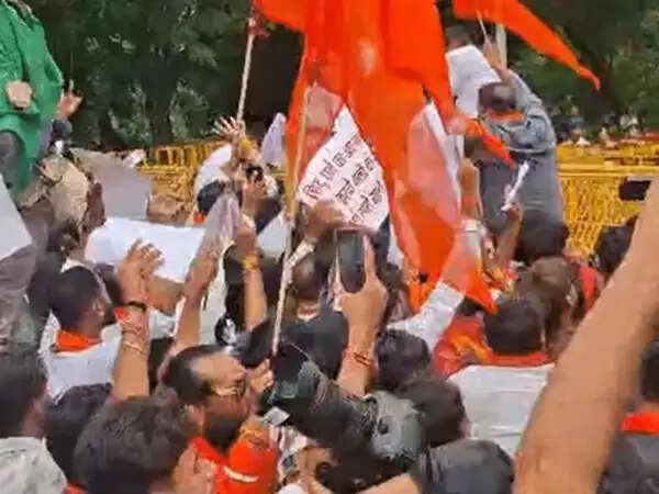 संसद में विपक्ष के विरोध पर भोपाल में वीएचपी-बजरंग दल का उग्र प्रदर्शन, राहुल गांधी का पुतला फूंका