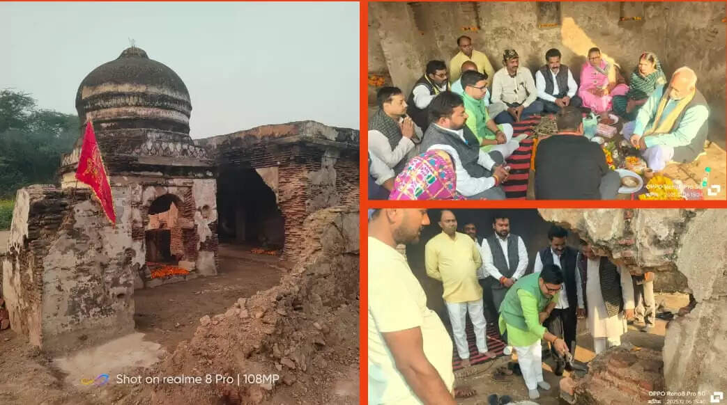 दो सौ वर्ष पुराने कालिका देवी मंदिर का हवन पूजन के साथ शुरू हुआ जीर्णोद्धार