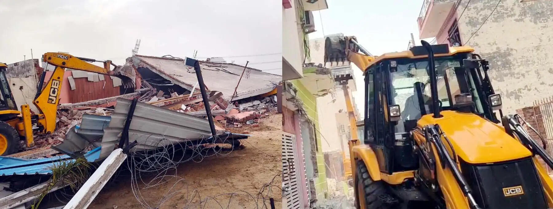 गुरुग्राम पुलिस ने बदमाश कृष्ण का दो मंजिला घर किया जमींदोज