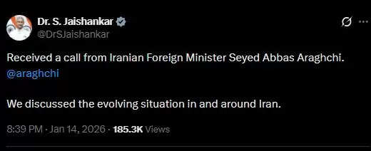विदेश मंत्री जयशंकर की ईरानी समकक्ष से बातचीत, क्षेत्रीय हालात पर हुई चर्चा