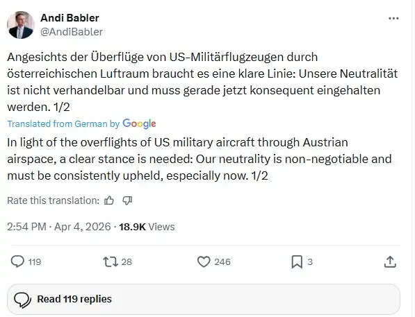 ऑस्ट्रिया किसी भी सैन्य टकराव का हिस्सा नहीं बनेगा : उप-चांसलर