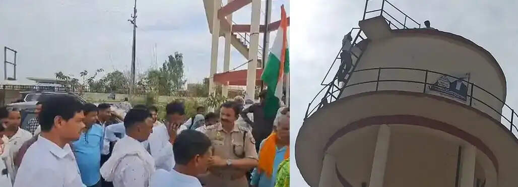 समस्याओं का निदान न होने पर भड़के किसान, पानी की टंकी पर चढ़े