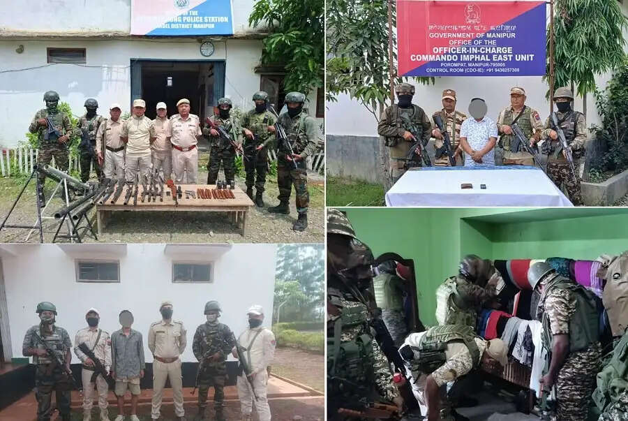 मणिपुर में दो उग्रवादी गिरफ्तार, भारी मात्रा में हथियार और गोला-बारूद बरामद