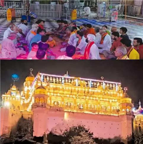 लाडलीजी के जन्मोत्सव को लेकर श्रीजी मंदिर रंग बिरंगी रोशनी से नहाया