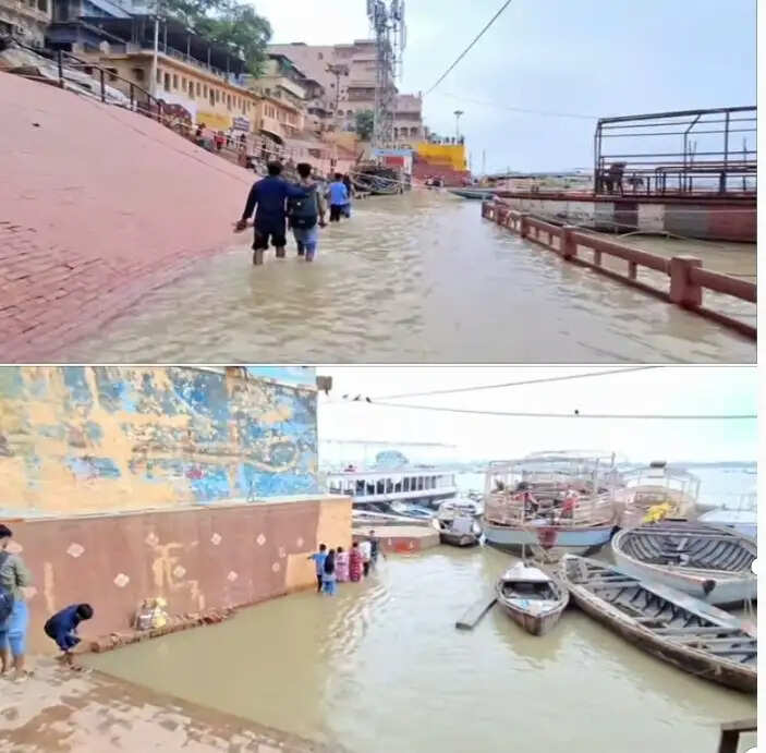 वाराणसी में गंगा का जलस्तर बढ़ने से घाट से घाट जाना हुआ प्रभावित