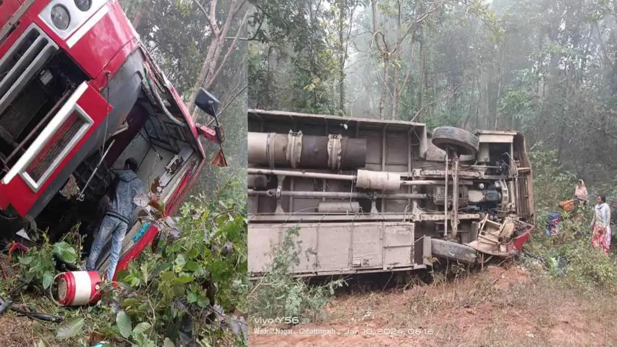 वाड्रफनगर के पास तीर्थयात्रियों से भरी बस पलटी, आठ यात्रियों को हल्की चोटें