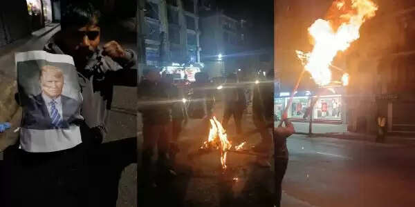 नेपाल में अमेरिकी दूतावास के सामने राष्ट्रपति ट्रंप का पुतला फूंका गया