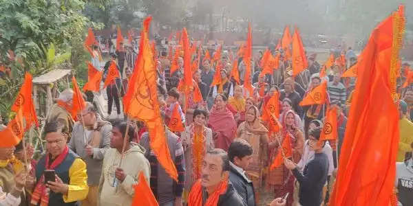 अयोध्या से आए अक्षत कलश के साथ मानसरोवर में हुई भव्य शोभायात्रा