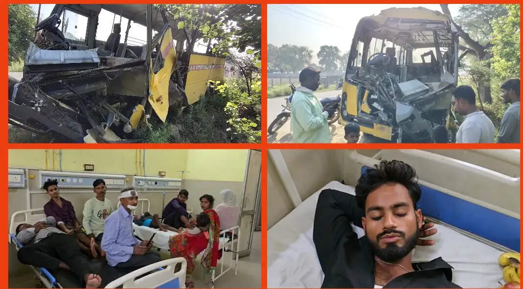 फतेहपुर में बारातियों से भरी बस डंपर से टकराकर पलटी, डेढ़ दर्जन घायल