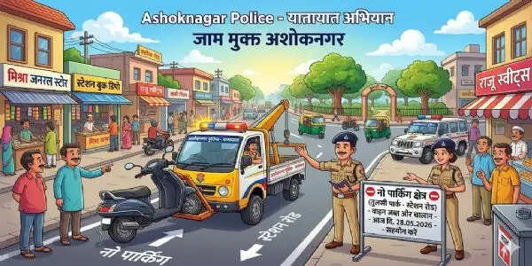 अशोकनगर: नो-पार्किंग के खिलाफ एक्शन: सडक़ पर कब्जा तो कटेगा चालान
