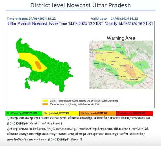 उप्र में 14 से 19 अगस्त के मध्य हल्की से मध्यम वर्षा के आसार